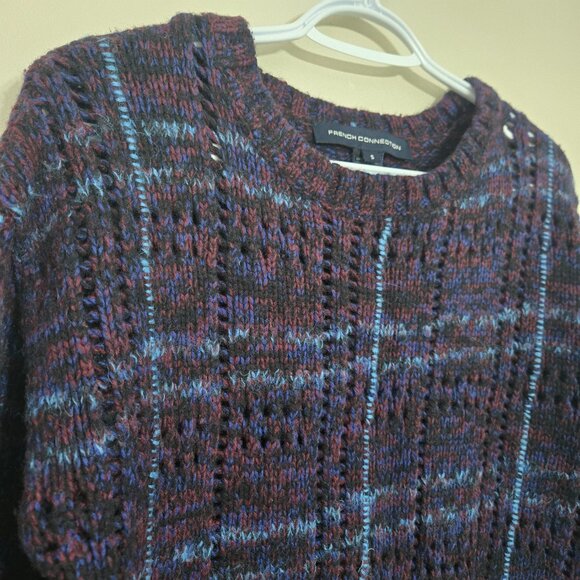 French Connection Womens Chunky Knit Wool Sweater Burgundy Size S - Picture 5 of 10